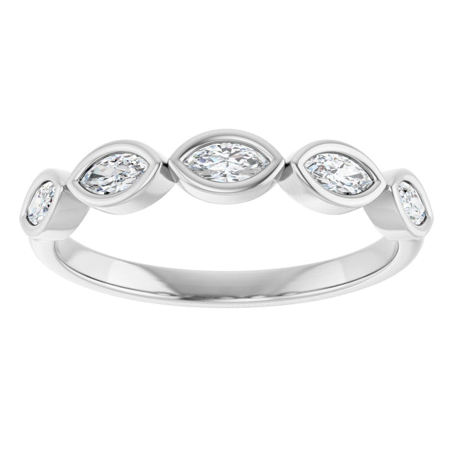 Platinum Marquise Natural Diamond Bezel-Set Anniversary Band – 1/3–5/8 CTW - view 3