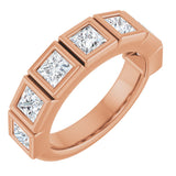 14K Gold Square Lab-Grown Diamond Bezel-Set Anniversary Band – 1/2–2 CTW - Rose Gold
