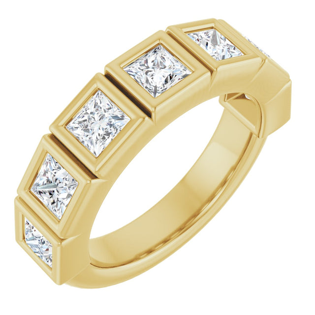 10K Gold Square Natural Diamond Bezel-Set Anniversary Band – 9/10–2 3/4 CTW - Yellow Gold