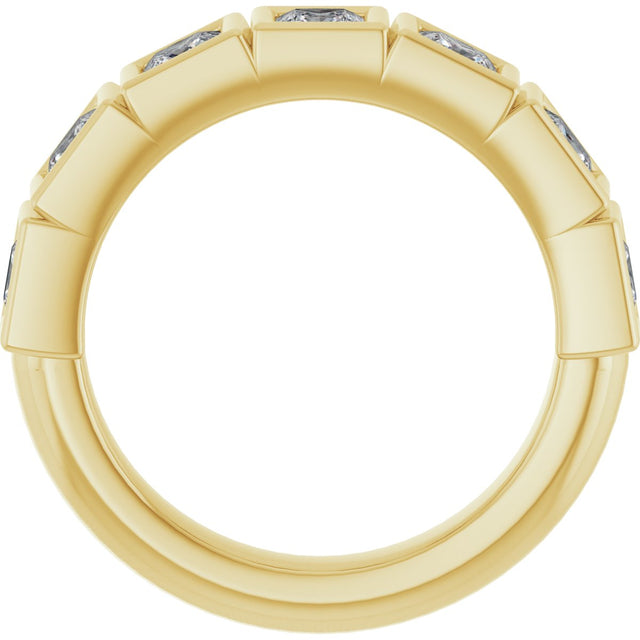 10K Gold Square Natural Diamond Bezel-Set Anniversary Band – 9/10–2 3/4 CTW - Yellow Gold - view 2