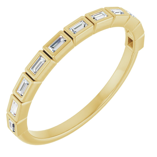 14K Gold Straight Baguette Lab-Grown Diamond Bezel-Set Anniversary Band – 1/6–3/8 CTW - Yellow Gold