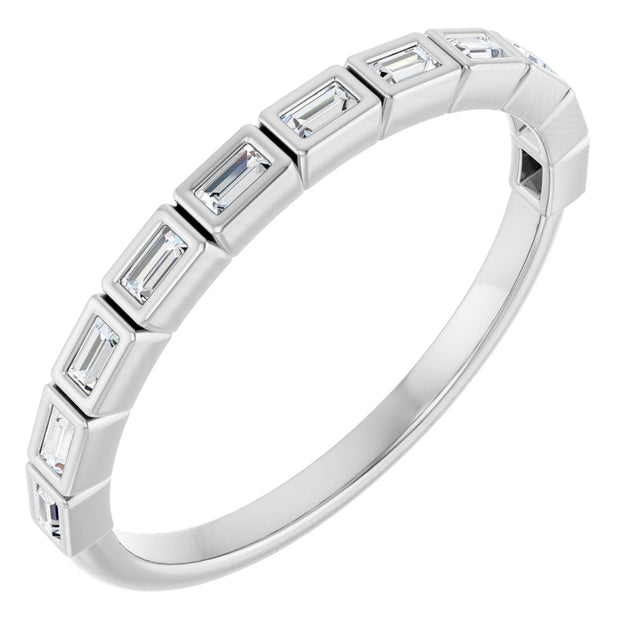 Platinum Straight Baguette Natural Diamond Bezel-Set Anniversary Band – 1/6–3/4 CTW