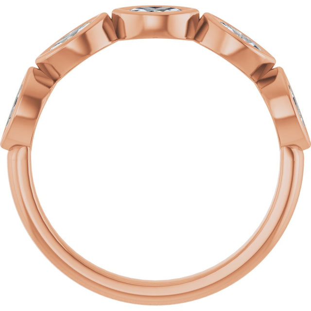 14K Gold Marquise Natural Diamond Bezel-Set Anniversary Band – 1/3–5/8 CTW - Rose Gold - view 2