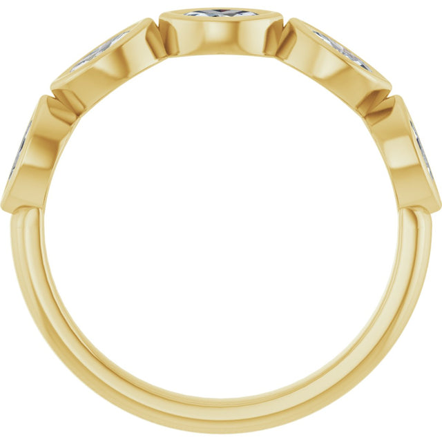 14K Gold Marquise Lab-Grown Diamond Bezel-Set Anniversary Band – 5x2.5 mm Stones - Yellow Gold - view 2