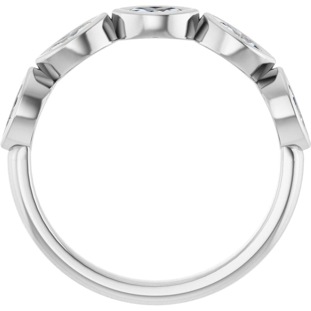 Platinum Marquise Lab-Grown Diamond Bezel-Set Anniversary Band – 5x2.5 mm Stones - view 2