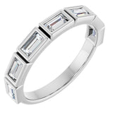 10K Gold Straight Baguette Natural Diamond Bezel-Set Anniversary Band – 1/2–3/4 CTW - White Gold