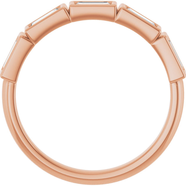 10K Gold Straight Baguette Lab-Grown Diamond Bezel-Set Anniversary Band – 1/2–3/4 CTW - Rose Gold - view 2