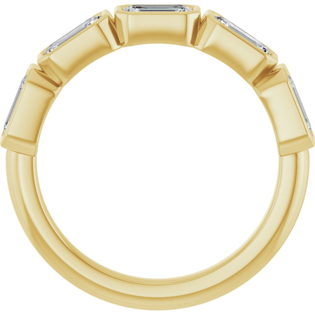 10K Gold Emerald Natural Diamond Bezel-Set Anniversary Band – 1 3/4 CTW - Yellow Gold - view 2