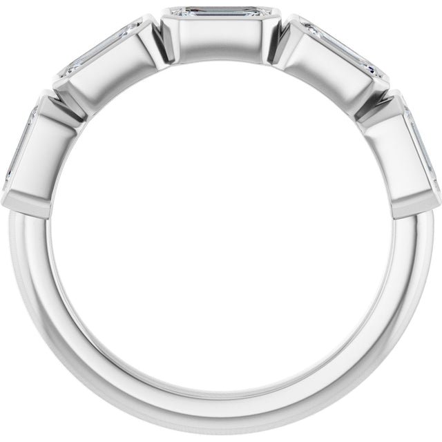 14K Gold Emerald Lab-Grown Diamond Bezel-Set Anniversary Band – 1 1/2 CTW - White Gold - view 2