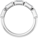 10K Gold Emerald Natural Diamond Bezel-Set Anniversary Band – 1 3/4 CTW - White Gold - view 2