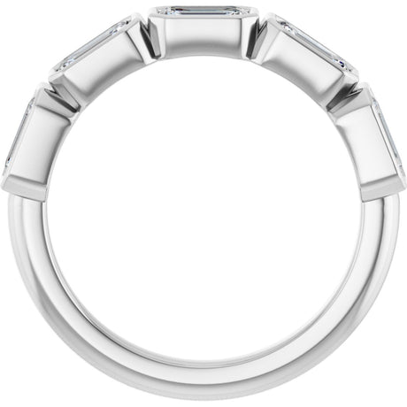 Platinum Emerald Lab-Grown Diamond Bezel-Set Anniversary Band – 1 1/2 CTW - view 2