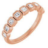 14K Gold Asscher Lab-Grown Diamond Bezel-Set Anniversary Band – 2x2 mm Stones - Rose Gold