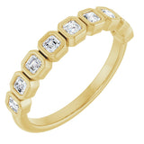 14K Gold Asscher Lab-Grown Diamond Bezel-Set Anniversary Band – 2x2 mm Stones - Yellow Gold
