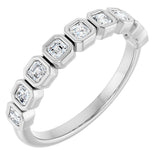 14K Gold Asscher Lab-Grown Diamond Bezel-Set Anniversary Band – 2x2 mm Stones - White Gold