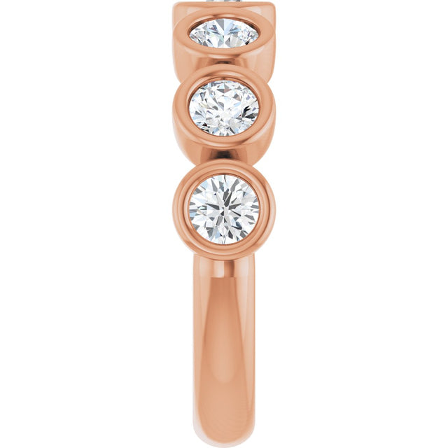 10K Gold Round Lab-Grown Diamond Bezel-Set Anniversary Band – 1–1 1/3 CTW - Rose Gold - view 4