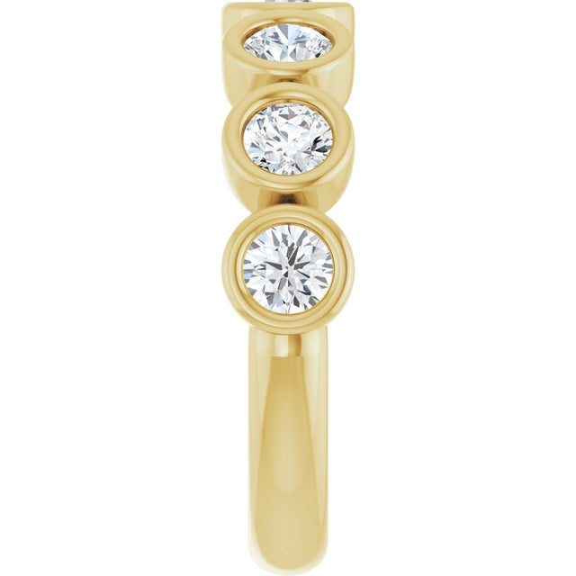10K Gold Round Lab-Grown Diamond Bezel-Set Anniversary Band – 1–1 1/3 CTW - Yellow Gold - view 4