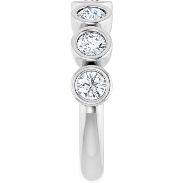 10K Gold Round Lab-Grown Diamond Bezel-Set Anniversary Band – 1–1 1/3 CTW - White Gold - view 4