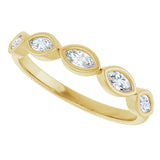 14K Gold Marquise Natural Diamond Bezel-Set Anniversary Band – 1/3–5/8 CTW - Yellow Gold - view 5
