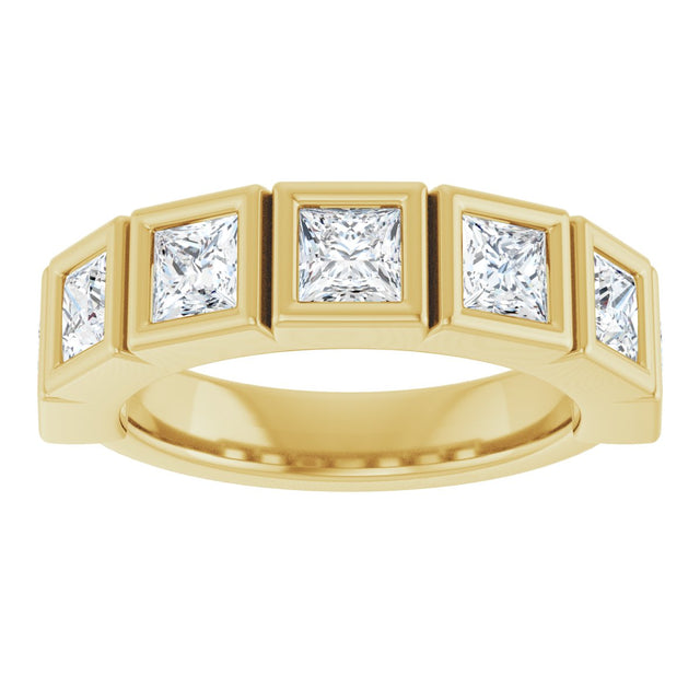 10K Gold Square Lab-Grown Diamond Bezel-Set Anniversary Band – 3/4–2 CTW - Yellow Gold - view 3
