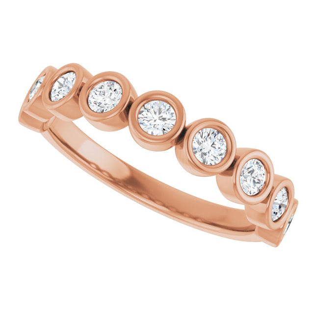 10K Gold Round Lab-Grown Diamond Bezel-Set Anniversary Band – 1/4–7/8 CTW - Rose Gold - view 5