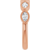 14K Gold Marquise Natural Diamond Bezel-Set Anniversary Band – 1/3–5/8 CTW - Rose Gold - view 4