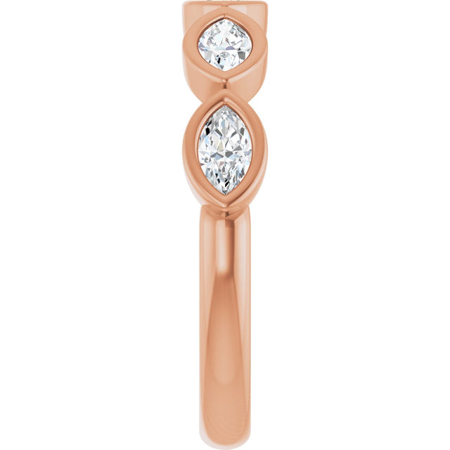 14K Gold Marquise Natural Diamond Bezel-Set Anniversary Band – 1/3–5/8 CTW - Rose Gold - view 4