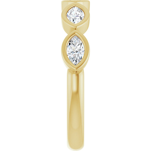 14K Gold Marquise Natural Diamond Bezel-Set Anniversary Band – 1/3–5/8 CTW - Yellow Gold - view 4
