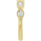 14K Gold Marquise Lab-Grown Diamond Bezel-Set Anniversary Band – 5x2.5 mm Stones - Yellow Gold - view 4