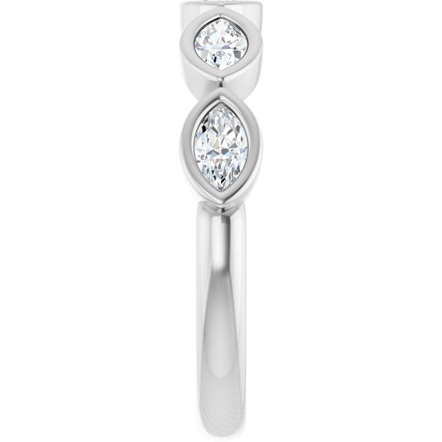 Platinum Marquise Natural Diamond Bezel-Set Anniversary Band – 1/3–5/8 CTW - view 4