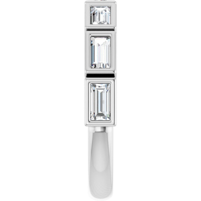10K Gold Straight Baguette Lab-Grown Diamond Bezel-Set Anniversary Band – 1/2–3/4 CTW - White Gold - view 4