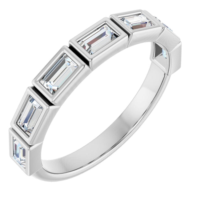 Platinum Straight Baguette Lab-Grown Diamond Bezel-Set Anniversary Band – 1/6–3/4 CTW