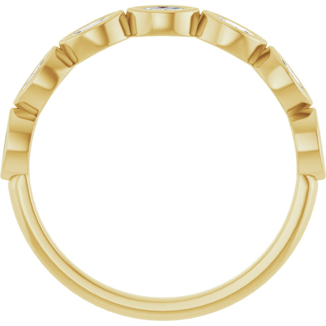 14K Gold Marquise Lab-Grown Diamond Bezel-Set Anniversary Band – 3.5x1.75 mm Stones - Yellow Gold - view 2