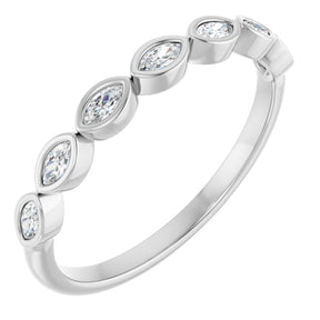 Platinum Marquise Lab-Grown Diamond Bezel-Set Anniversary Band – 3x1.5 mm Stones