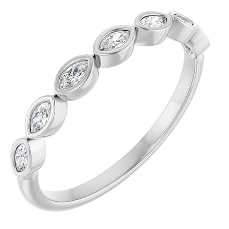 Platinum Marquise Lab-Grown Diamond Bezel-Set Anniversary Band – 3x1.5 mm Stones