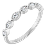 14K Gold Marquise Lab-Grown Diamond Bezel-Set Anniversary Band – 3x1.5 mm Stones - White Gold