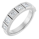 14K Gold Square Natural Diamond Bezel-Set Anniversary Band – 9/10–2 3/4 CTW - White Gold