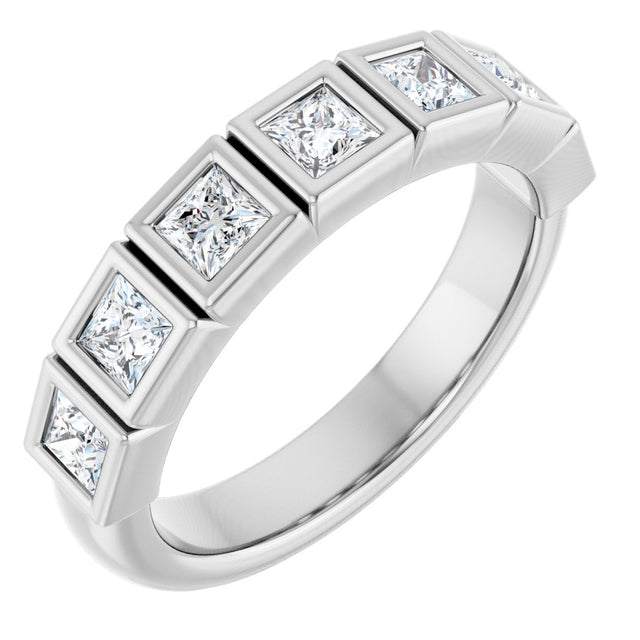 10K Gold Square Natural Diamond Bezel-Set Anniversary Band – 9/10–2 3/4 CTW - White Gold