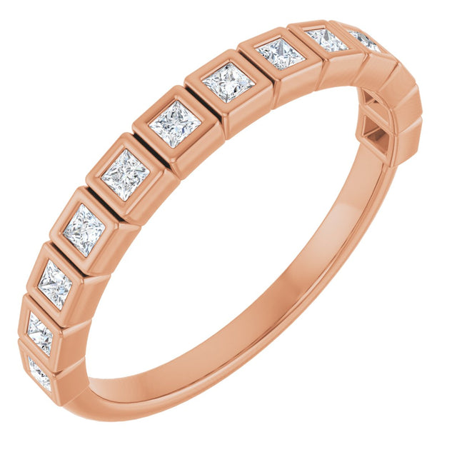 10K Gold Square Lab-Grown Diamond Bezel-Set Anniversary Band – 1/5–5/8 CTW - Rose Gold