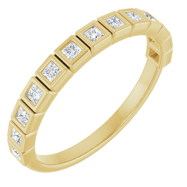 10K Gold Square Natural Diamond Bezel-Set Anniversary Band – 1/6–3/4 CTW - Yellow Gold