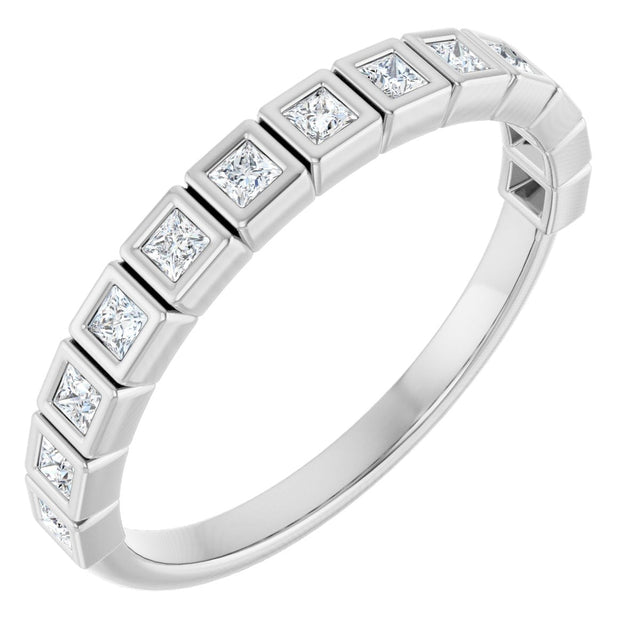 Platinum Square Natural Diamond Bezel-Set Anniversary Band – 1/6–2 3/4 CTW