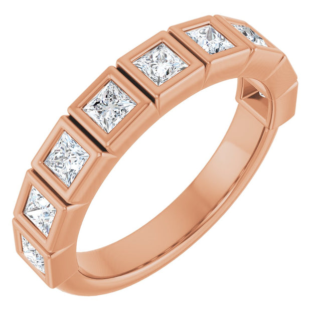 14K Gold Square Natural Diamond Bezel-Set Anniversary Band – 1/6–3/4 CTW - Rose Gold