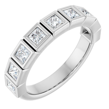Platinum Square Lab-Grown Diamond Bezel-Set Anniversary Band – 1/2–2 3/4 CTW
