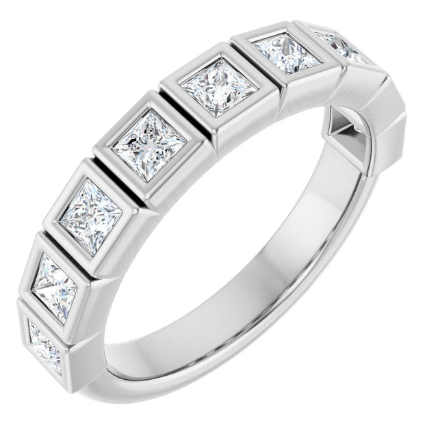 Platinum Square Natural Diamond Bezel-Set Anniversary Band – 1/6–2 3/4 CTW
