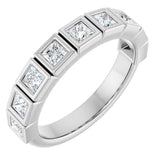 14K Gold Square Natural Diamond Bezel-Set Anniversary Band – 1/6–3/4 CTW - White Gold