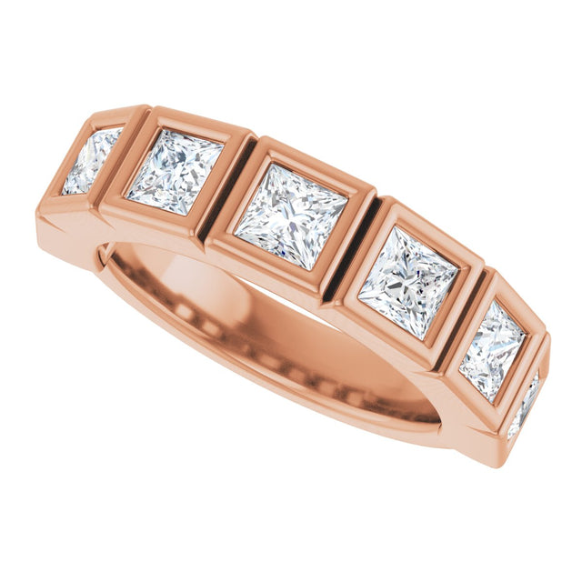 10K Gold Square Lab-Grown Diamond Bezel-Set Anniversary Band – 3/4–2 CTW - Rose Gold - view 5