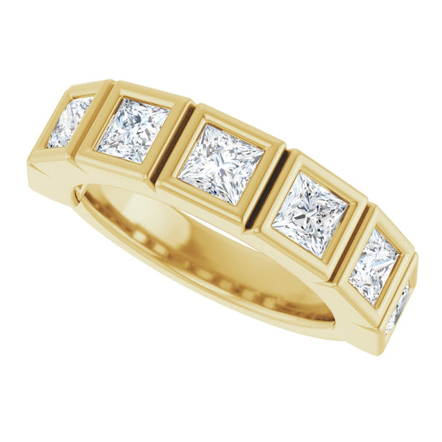 10K Gold Square Natural Diamond Bezel-Set Anniversary Band – 9/10–2 3/4 CTW - Yellow Gold - view 5