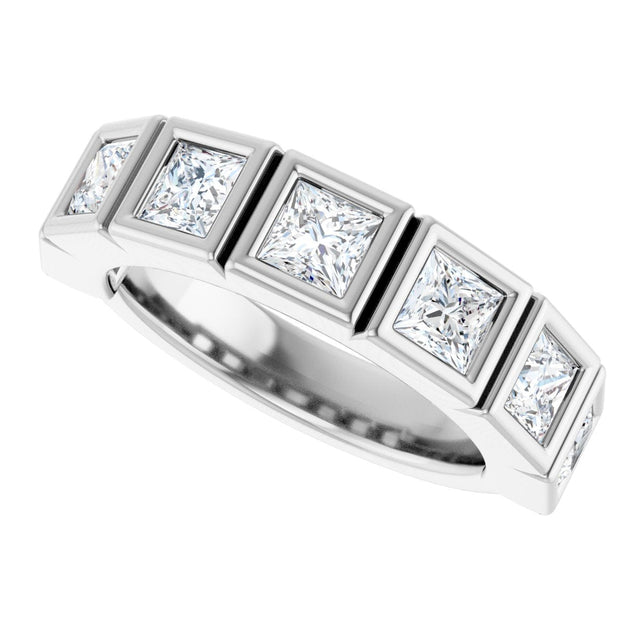 Platinum Square Natural Diamond Bezel-Set Anniversary Band – 1/6–2 3/4 CTW - view 5