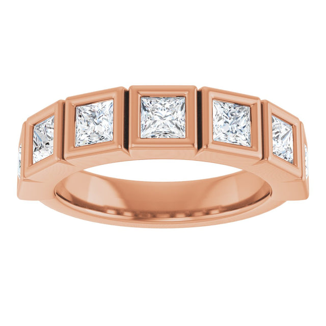 10K Gold Square Lab-Grown Diamond Bezel-Set Anniversary Band – 3/4–2 CTW - Rose Gold - view 3
