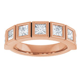 10K Gold Square Natural Diamond Bezel-Set Anniversary Band – 9/10–2 3/4 CTW - Rose Gold - view 3