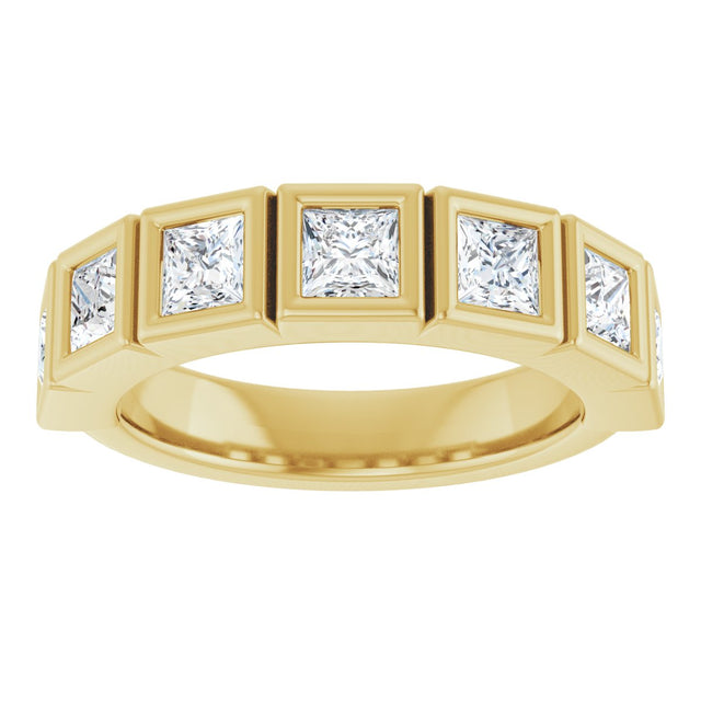 10K Gold Square Lab-Grown Diamond Bezel-Set Anniversary Band – 3/4–2 CTW - Yellow Gold - view 3